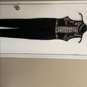 Black romper with silver rhinestones
